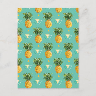 Bright Pineapples On Geometric Pattern Postcard