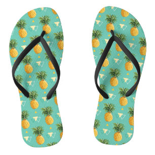 Bright Pineapples On Geometric Pattern Thongs