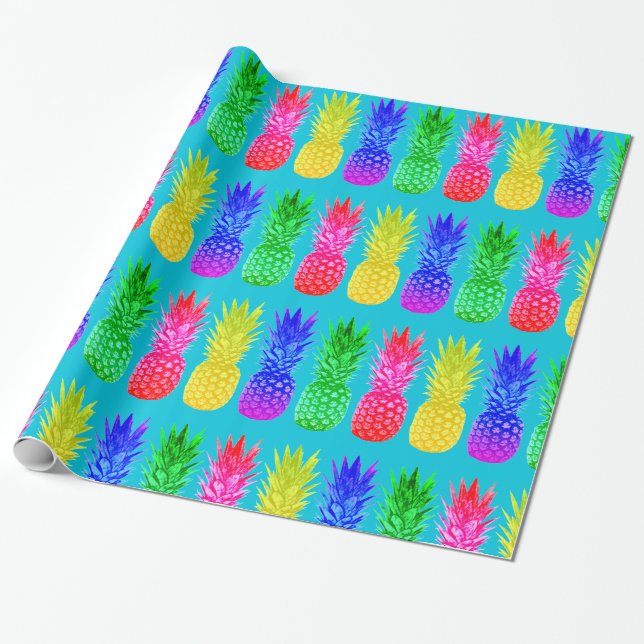 Bright Pineapples Wrapping Paper (Unrolled)