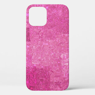 Bright Pink Abstract Mosaic Gloss iPhone 12 Case