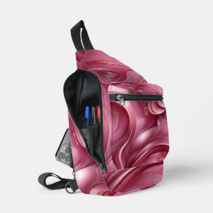 BRIGHT PINK ABSTRACT SWIRLS SLING BAG