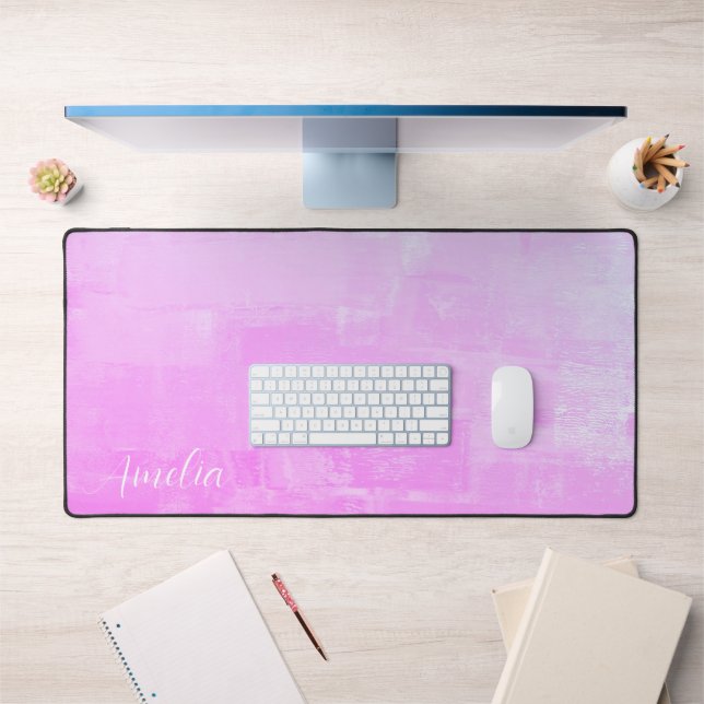Bright Pink Abstract Textured Desk Mat (Office 1)