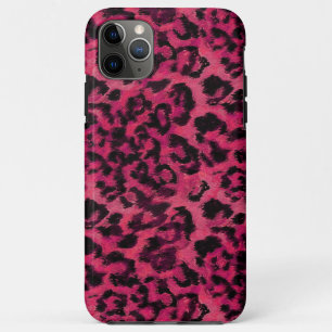 Bright pink and black spotted leopard iPhone 11 pro max case