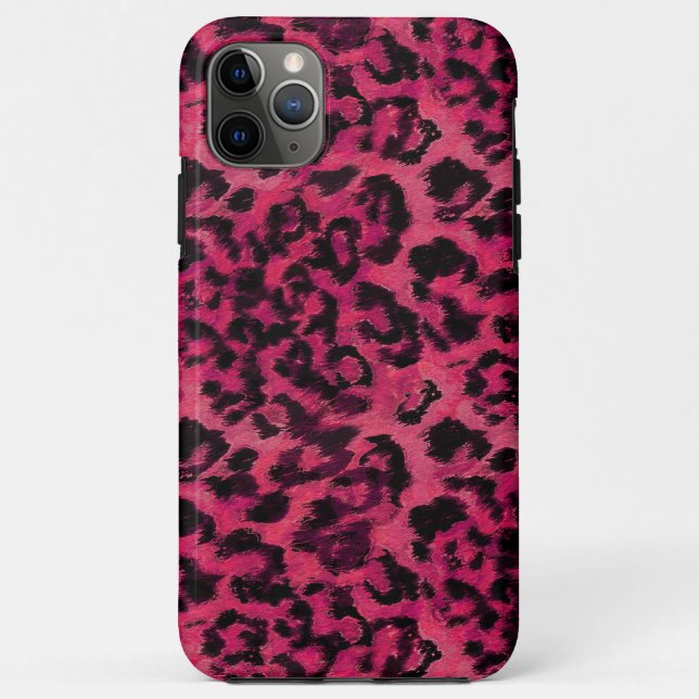 Bright pink and black spotted leopard Case-Mate iPhone case (Back)