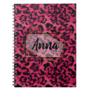 Bright pink and black spotted leopard notebook