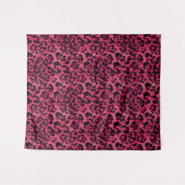 Bright pink and black spotted leopard tapestry (Front (Horizontal))