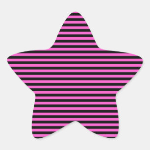 Bright Pink and Black Stripes Star Sticker