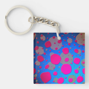 Bright Pink and Blue Modern Art Key Ring