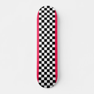 Bright pink and checkerboard skateboard