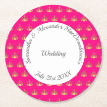 Bright pink and gold crown wedding