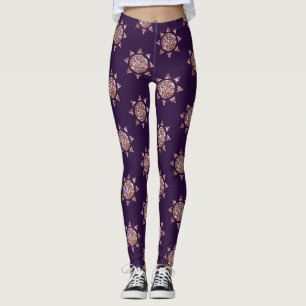 Bright Pink and Gold Marble Texture Design sun Leggings
