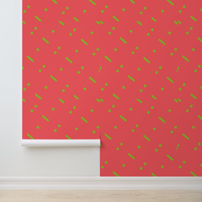 Bright Pink and Green Geometric Pattern Wallpaper (Application)