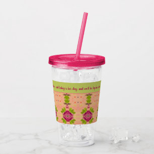 Bright pink and lime wedding guest acrylic tumbler
