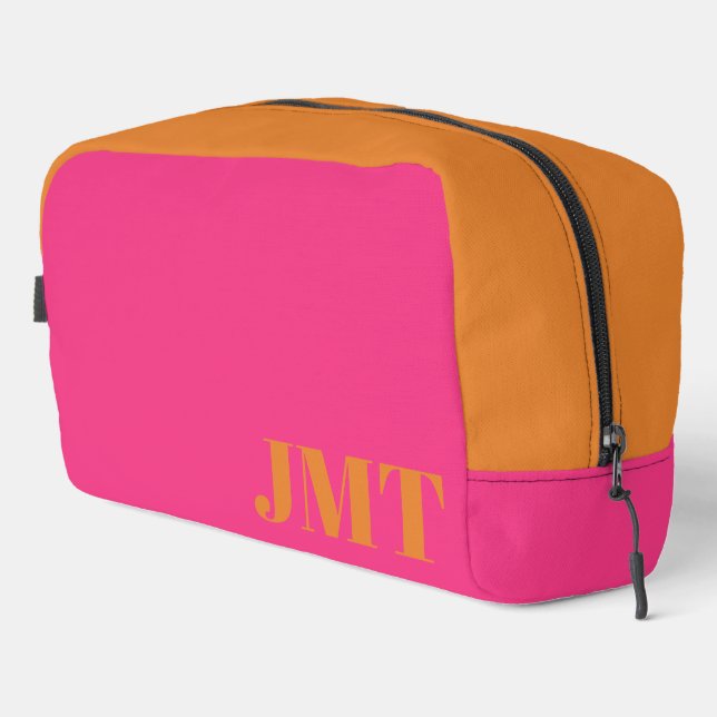 Bright Pink and Orange Monogram Dopp Kit (Right Corner)