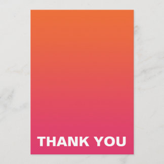 Bright Pink and Orange Ombre Wedding Thank You Card