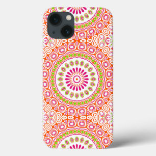 Bright Pink and Orange Spring Mandala Flower iPhone 13 Case