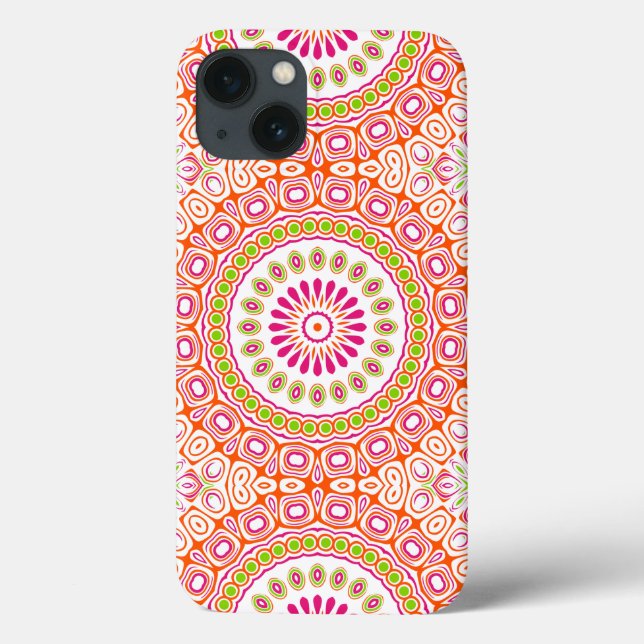 Bright Pink and Orange Spring Mandala Flower Case-Mate iPhone Case (Back)