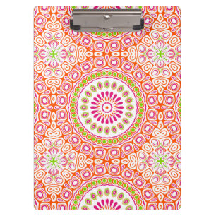 Bright Pink and Orange Spring Mandala Flower Clipboard