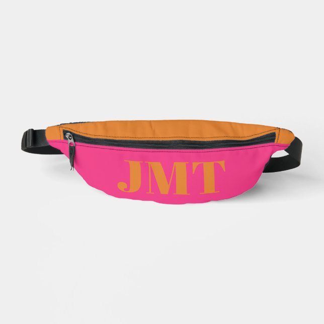 Bright Pink and Orange with Monogram Bum Bags (Front)