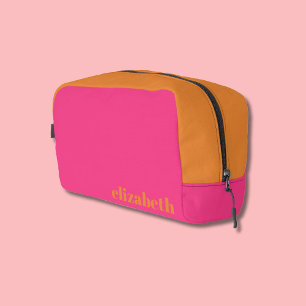 Bright Pink and Orange with Name Dopp Kit