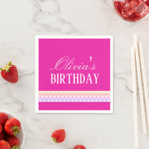Bright Pink and Poka Dots Napkin
