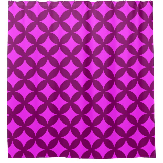 Bright Pink and Purple Geocircles Pattern Design Shower Curtain (Front)