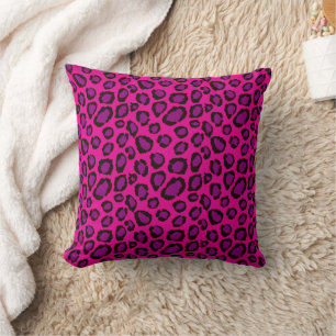 Bright Pink And Purple Leopard Print Pattern Cushion