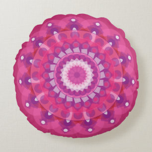 Bright Pink and Purple Mandala Round Cushion