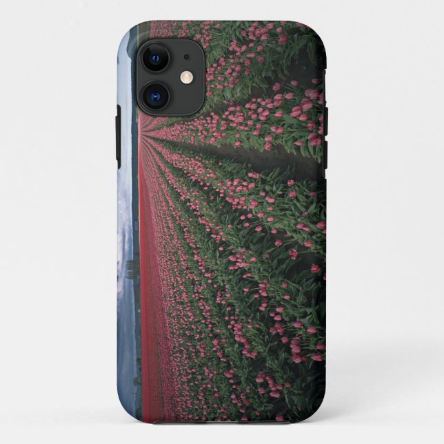 Bright pink and red tulips glow under dark Case-Mate iPhone case (Back)