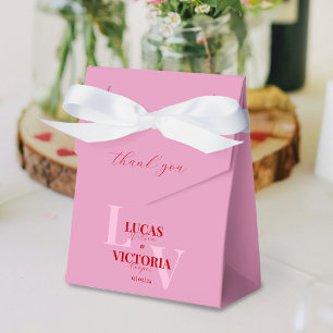 Bright pink and red wedding  favour box