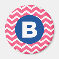 Bright Pink and White Chevron Pattern Monogram