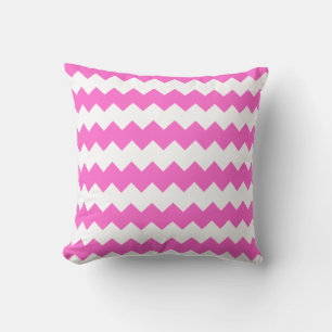 Bright Pink and white chevron Striped Cushion