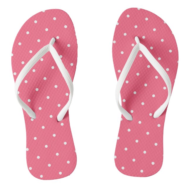 Bright Pink and white dots Thongs (Footbed)