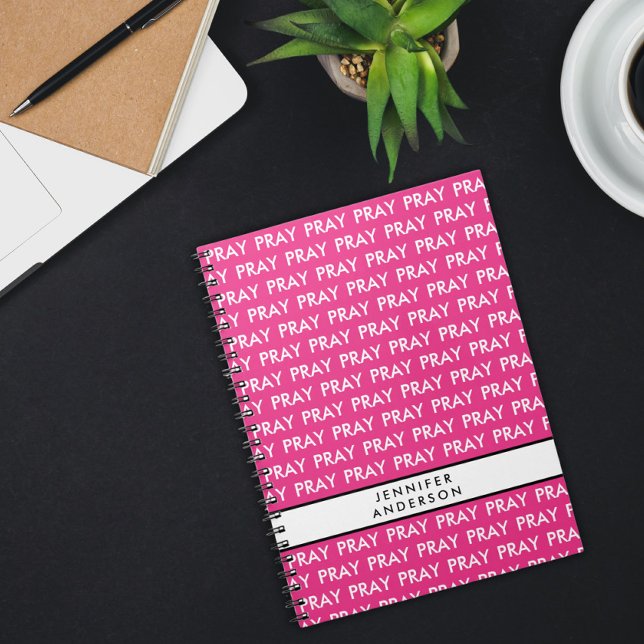 Bright pink and white minimalist prayer notebook (Creator Uploaded)