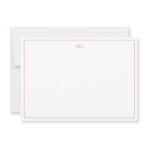 Bright Pink and White Monogrammed Flat Invitation