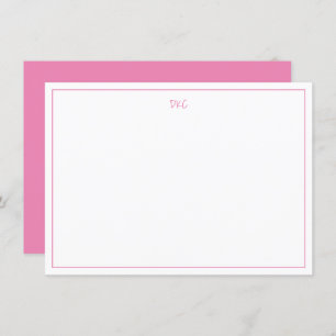 Bright Pink and White Monogrammed Flat  Invitation