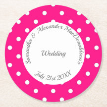 Bright pink and white polkadot wedding