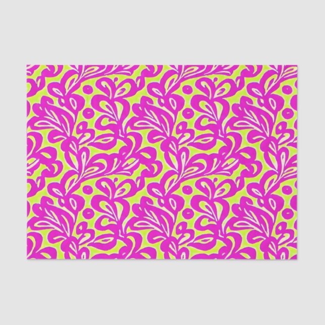Bright Pink and Yellow Botanical Tissue Paper (Front)