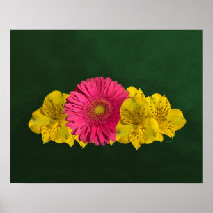 Bright Pink and Yellow Flowers Print