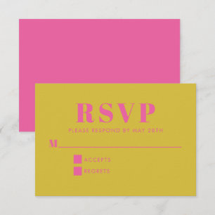 Bright Pink and Yellow Typography Modern Wedding RSVP Card