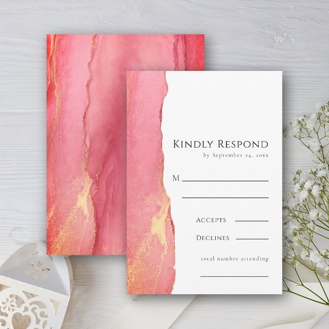 Bright Pink Art RSVP Wedding Response Card (Creator Uploaded)