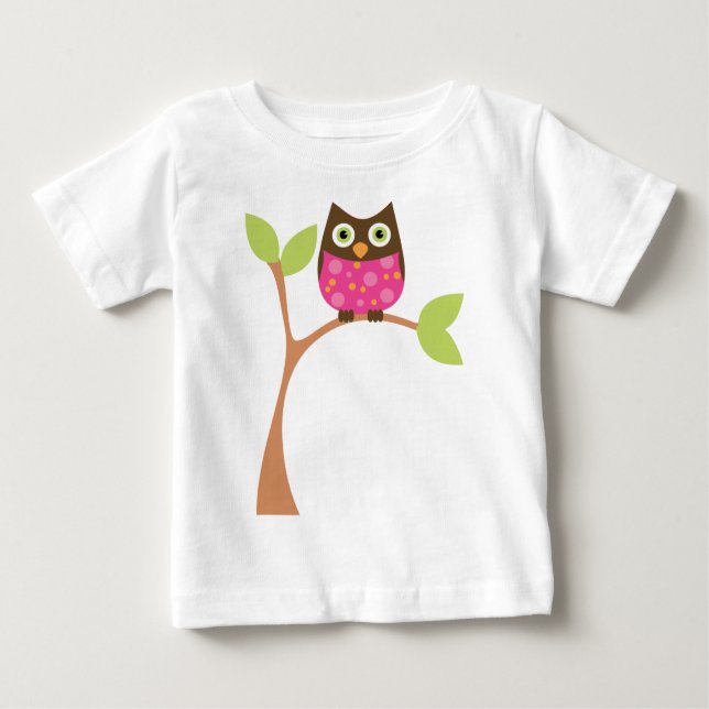 Bright Pink Baby Owl T-Shirt (Front)