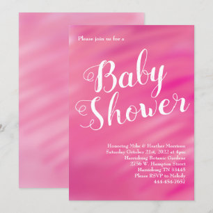 Bright Pink Baby Shower Girl Watercolor Invitation