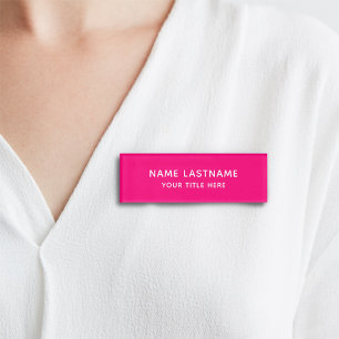 Bright Pink Basic Simple Minimalist Modern Title Name Tag