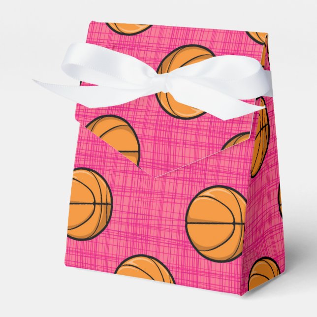 Bright Pink Basketball Pattern Favour Box (Front Side)