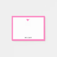 Bright Pink Bird and Border w/ White & Name
