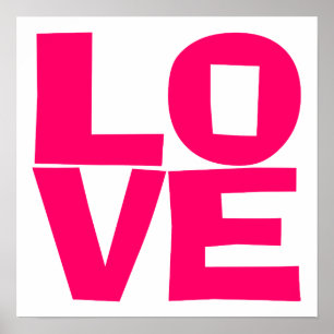 Bright Pink Block Typography Love Poster