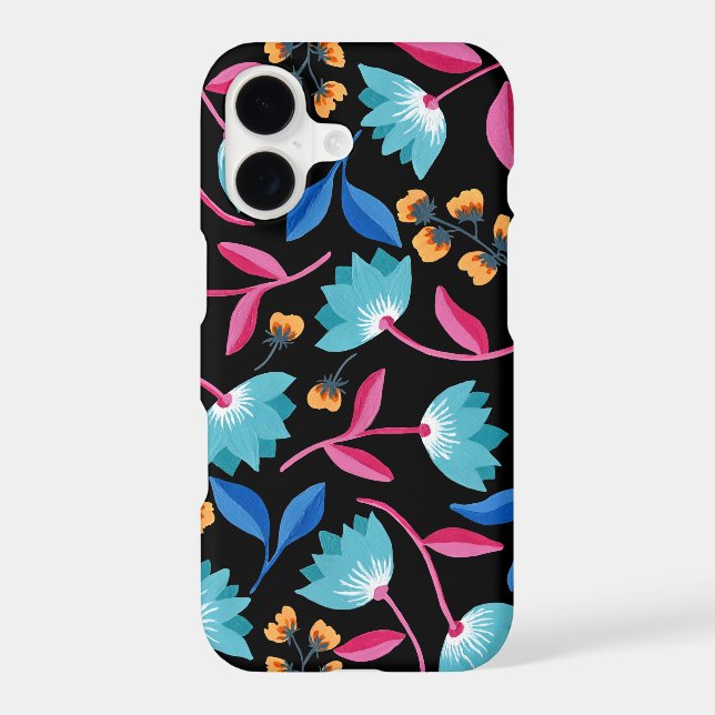 Bright Pink Blue Abstract Floral Samsung Galaxy Case (Back)