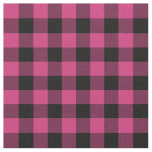 Bright Pink Buffalo Check Plaid Fabric