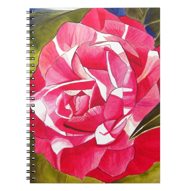 Bright pink Camellia watercolor art flower Notebook (Front)